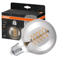 2x LED Dekorative Glühbirne G80 Sphere E27 7.8W = 30W 360lm 1800K Warm 320° Smoke Filament Dimmbar Vintage 1906 Osram