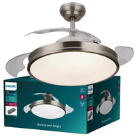 LED-Deckenleuchte Plafond mit Ventilator ATLAS 28W + 35W CCT + Fernbedienung Satin PHILIPS