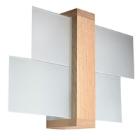 Wandleuchte FENIKS 1 E27 Modern Weiß und Holz SOLLUX