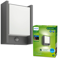 Garten LED Wandleuchte ARBOUR 3.8W Bewegungssensor 2700K Warm IP44 Anthrazit PHILIPS