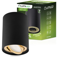 Aufputz HALOGEN Spot Tuba Beweglich AMAT-L GU10 Rund Schwarz-Gold 115mm LUMILED