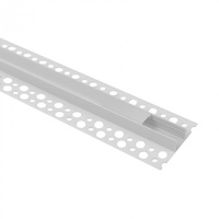 Aluminium LED-Profil für Gipskarton REGIPS Fliesenunterprofil Weiß 1m mit Milchglasschirm für LED-Streifen + Endkappen GN Ecolight Serie