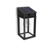 Garten-Wandleuchte Solar LED-Fassadenleuchte 3.2W 470lm 2700K IP44 mit Bewegungs- und Dämmerungssensor Schwarz Geri Ultra Efficient Philips