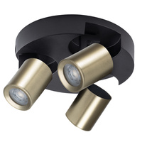 LED GU10 Einstellbare kreisförmige Schwarz Gold Laurin Kanlux Reflektor Deckenleuchte