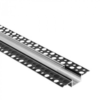 Aluminium LED-Profil für Gipskarton REGIPS breit flächenbündig schwarz 2m mit transparentem Diffusor für LED-Streifen + Kappen Ecolight GPS Serie