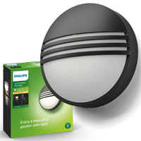 Gartenleuchte LED Wandleuchte YARROW myGarden 6W 2700K IP44 Rund Schwarz PHILIPS