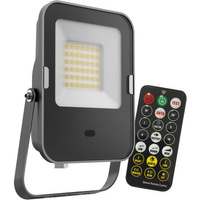 LED-Flutlicht 30W 2400lm 6500K IP65 Schwarz mit Bewegungs- und Dämmerungssensor + Fernsteuerung KOBI MHNC