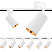 2m Stromschiene + 6x Schienenstrahler GU10 Weiß-Gold SAGI LUMILED