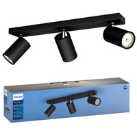 KOSIPO Deckenleuchte Reflektor Leuchte 3x GU10 Schwarz beweglich PHILIPS