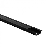 LED-Einbauprofil aus Aluminium Schwarz 2m mit transparentem Diffusor für LED-Streifen + Abdeckkappen Serie P Ecolight