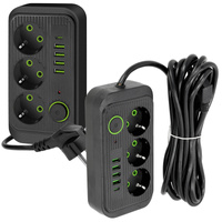 KOBI LINEA PRO Verlängerungskabel 3x230V 5m Masse, Schalter und 5xUSB Schwarz