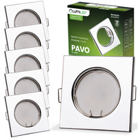 6x PAVO Chromblech MR16 GU10 LUMILED quadratische Halogeneinbauleuchte