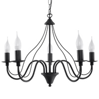 MINERWA Hängelampe 5xE14 Traditioneller Kronleuchter Schwarz SOLLUX