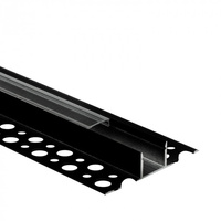 Aluminium LED-Profil für Gipskartonplatten REGIPS Fliesenunterprofil Schwarz 1m mit transparentem Diffusor für LED-Streifen + Endkappen GN Ecolight Serie