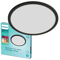 LED Plafond Deckenleuchte SUPERSLIM 15W 2700K 25cm IP44 Dimmbar Schwarz PHILIPS