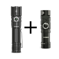 Set aus 2 Videx Taschenlampen – Wasserdicht, Wiederaufladbar, 10W 600lm + 20W 4000lm