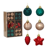 Christbaumschmuck Set MIX GRÜN/GOLD/ROT 47tlg