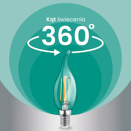 LED-Lampe E14 Kerze BA35 2,2W 470lm = 40W 4000K neutralweiß 360° Glühfaden Energieklasse A LUMILED