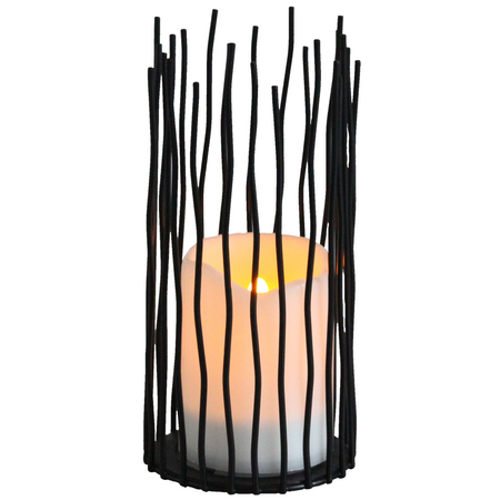 LED-Gartenlampe batteriebetriebene LED-LATERNE NYBORG 22cm IP44 2xAA schwarzes Metall GOLDLUX (Polux)