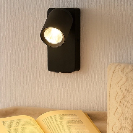 Wand Wandmontage Aufputz Leselampe GU10 USB Schwarz Matt Timo Masterled