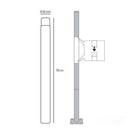SG 4m Fi 60mm Schwarz Kobi Faltbarer Außenbeleuchtungsmast