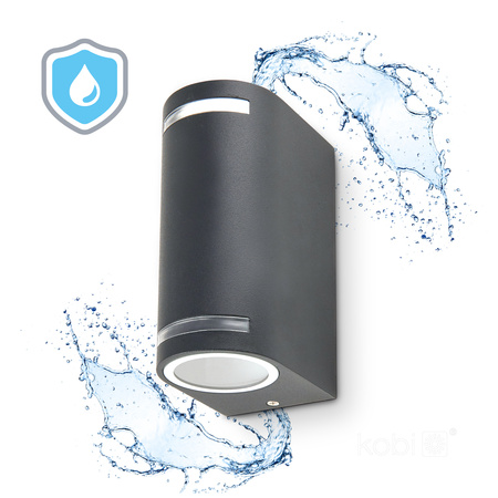 Garten-Wandleuchte 2x GU10 IP44 Grau Quazar Kobi