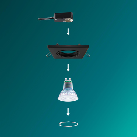 LED GU10 Einbauleuchte Aluminium Quadratisch Schwarz Peridot Philips