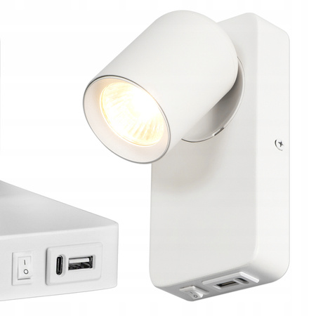 Wand Wandmontage Aufputz Leselampe GU10 USB Weiß Matt Timo Masterled