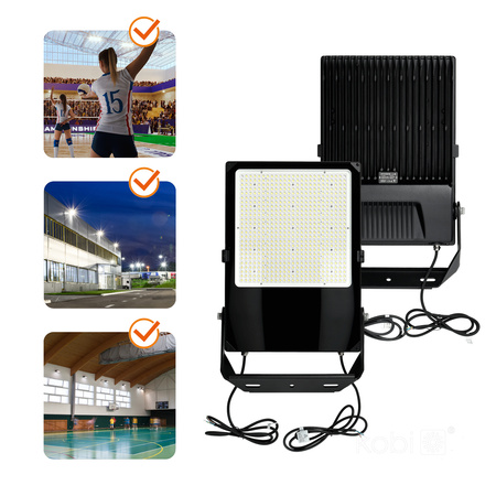 LED-Außenstrahler Garten 500W 77500lm 4000K Neutral Dimmbar 60° IP66 IK08 Schwarz US Kobi