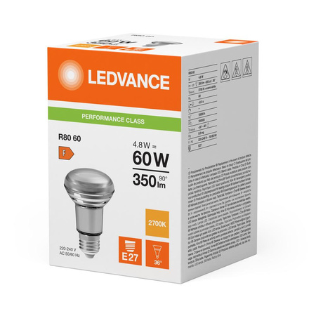 LED Lampen R80 E27 4.8W = 60W 350lm 2700K Warmweiß FILAMENT LEDVANCE