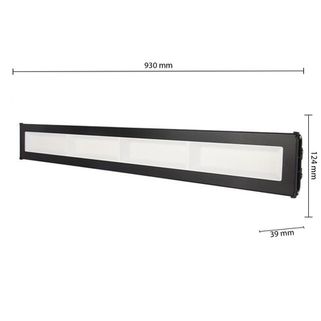 Industrielle lineare LED-Hochregallampe 200W 22000lm 5000 Cold 110° Schwarz IP65 Masterled