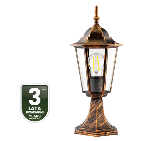 Gartenleuchte E27, Niedriger Pfosten Laterne 40cm Patina BELLIS LUMILED