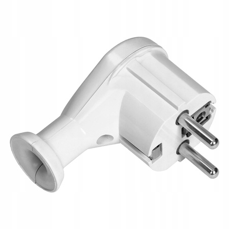 Winkelstecker 2P+Z UNI-SCHUKO-Stecker mit Erdung weiß ORNO