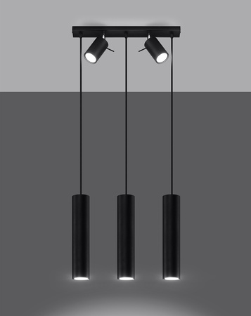 LED RING Pendel-Deckenleuchte 5xGU10 Hängende bewegliche Strahler Schwarz SOLLUX