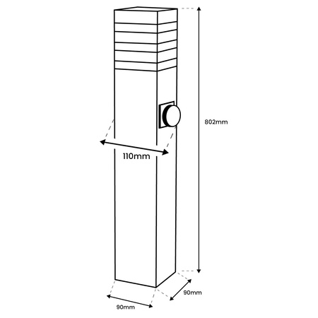 Gartenleuchte E27, Außenstehleuchte Pollerleuchte mit Steckdose 80cm TAXUS 2 LUMILED
