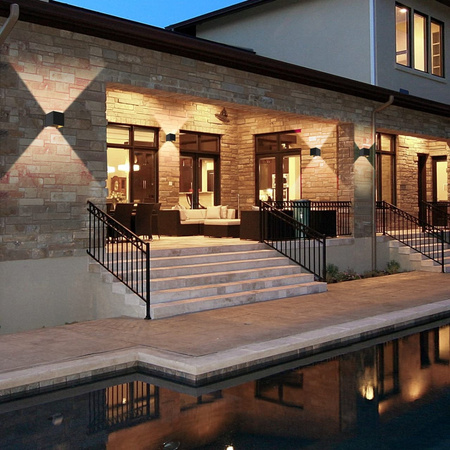 LED-Fassadenwandleuchte Schwarz G9 Außenleuchte oben/unten mit verstellbarem Leuchtwinkel KIOTO GOLDLUX (Polux) + LED-Leuchtmittel G9 5W 6500K Cold Lumiled