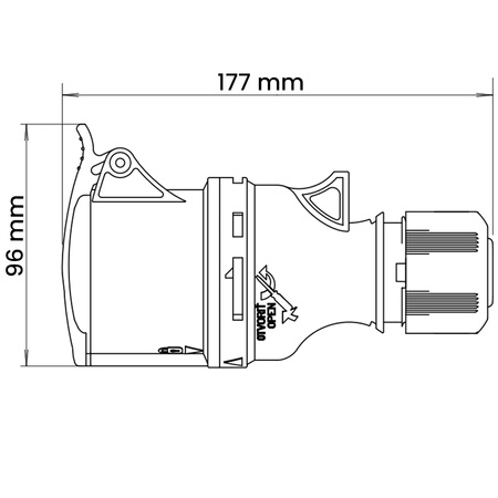 Tragbare Steckdose 32A 400V 5P IP44 hermetisch mit Abdeckung und Griff