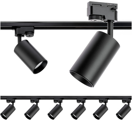 2m Stromschiene + 6x Schienenstrahler GU10 Schwarz SAGI LUMILED