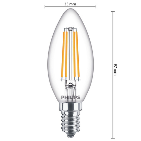 LED-Kerzenlampe E14 B35 6,5W = 60W 806lm 2700K warmes Filament PHILIPS