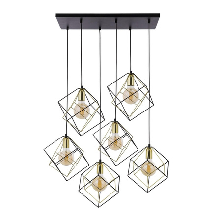 ALAMBRE Pendel-Deckenleuchte Schwarz und Gold Geometrischer Kronleuchter 6xE27 2779 TK Lighting