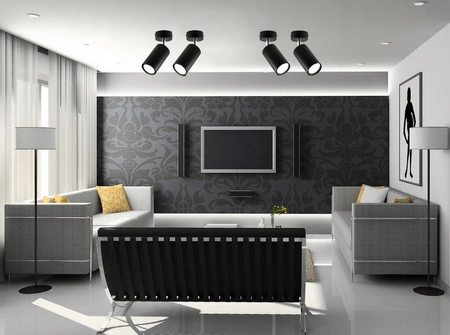 Spot Wandleuchte Spotlight LED Deckenleuchte Aufbau SCHWARZ Schwarz Modern GU10