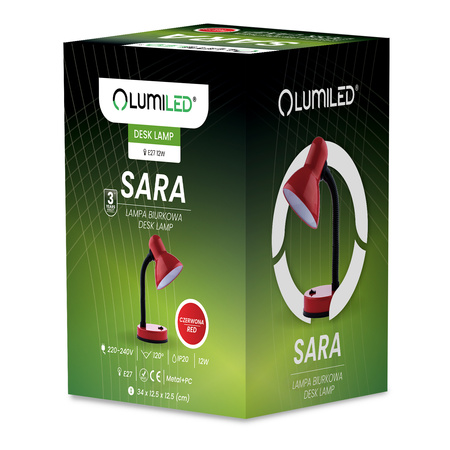 Schreibtischlampe E27, Tischlampe Verstellbar Rot SARA LUMILED