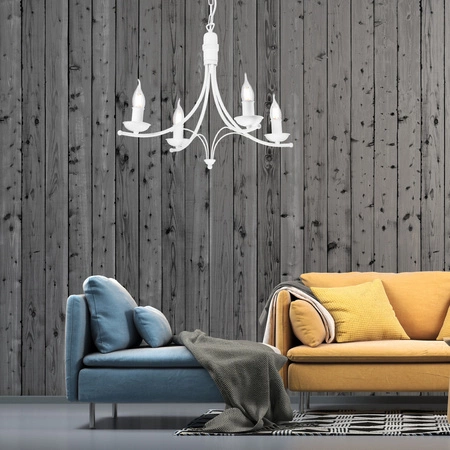 LUCY Decke Pendelleuchte 4xE14 Kronleuchter Weiß Klassisch LM-4.153 Lamkur