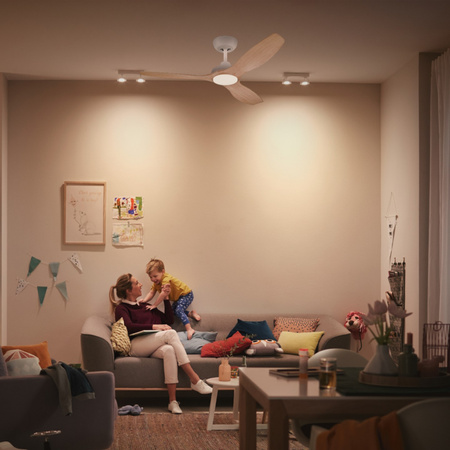 Deckenventilator 32W LED-Deckenleuchte 24W 2650lm 3000/4300/6500K CCT Braun Weiß + Pilot Olas Philips