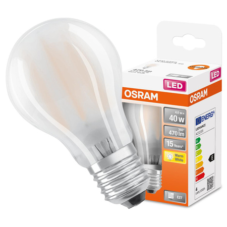 LED Leuchtmittel E27 A60 4W = 40W 470lm 2700K Wärme 320° OSRAM STAR Filament