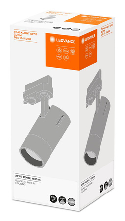 LED-Schienenleuchte 25W 1500lm 4000K Neutral Dimmbar 3-Phasen Einstellbar Schwarz Schienenlicht Ledvance