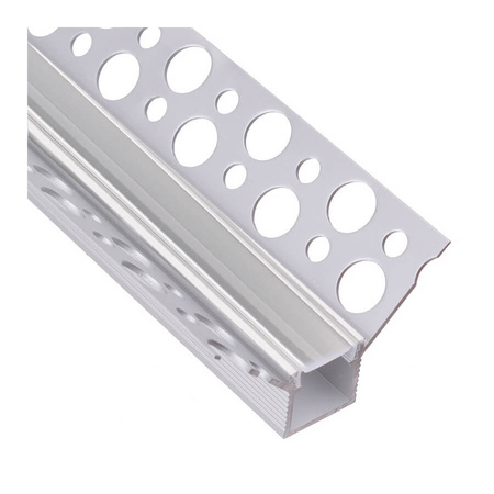 Eckprofil Architektonisches Aluminium LED-Profil typ W für Gipskartonplatten mit Klarglasabdeckung, 1m LUMILED