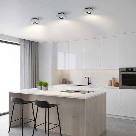 Halogen-Aufbauleuchte GU10, Aufbauspot beweglich Quadrat Weiß AURI LUMILED