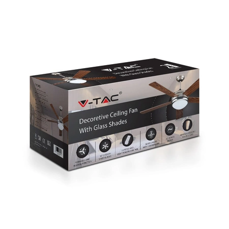 60-W-Deckenventilator mit integriertem CCT-LED-Licht und RF-Fernbedienung 5 Arme VT-6052-5 V-TAC