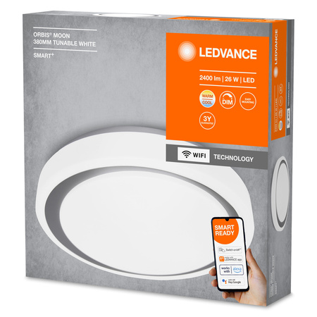 Plafon LED Deckenleuchte grau ORBIS Moon 24W 2500lm warm-kalt 38cm SMART+ WiFi LEDVANCE